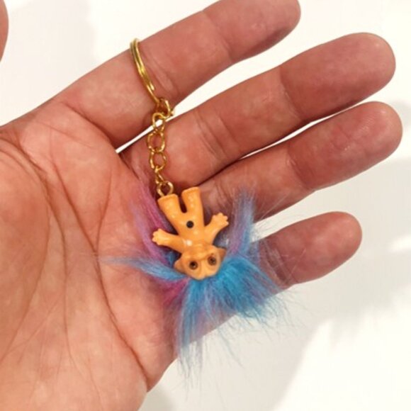 Mini Good Luck Troll Keychain – 3.5 Inch Collectible Blue/Purple - Picture 5 of 5